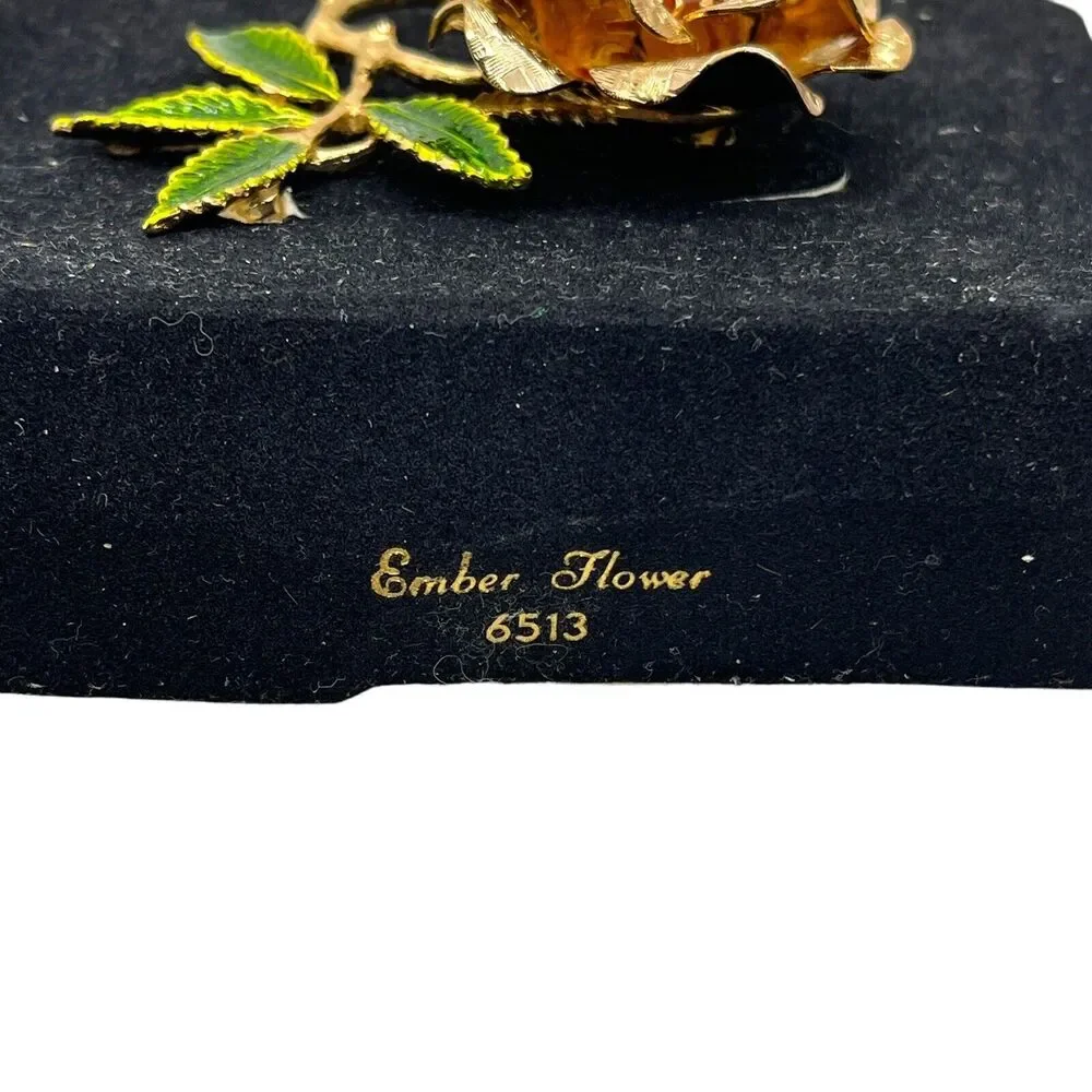 Sarah Coventry Brooch Pin Ember Flower Statement Vintage 1972 Gold Tone In Box
